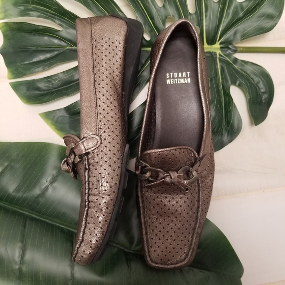 Stuart Weitzman Shoes - Stuart Weitzman Metallic Perforated Loafer 7.5